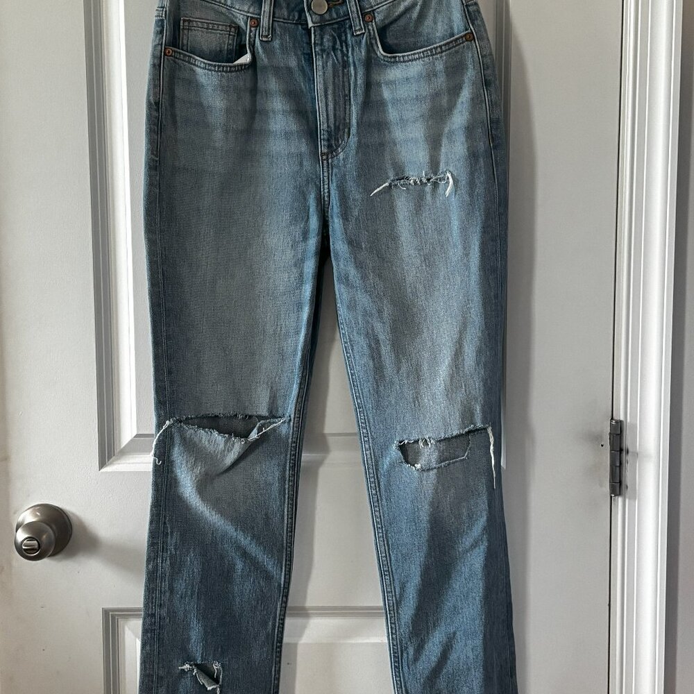 Elizabeth and James Distressed High-Rise Straight-Leg Jeans